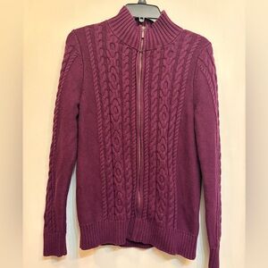 L.L. Bean Women's Purple Cable Knit Sweater